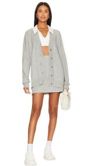 WeWoreWhat Varsity Cardigan in Light Heather Grey NWT