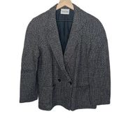 DIANE VON FURSTENBERG VINTAGE Women's 12 Wool Silk Tweed Blazer Jacket Black