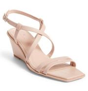 Caslon Sandals Womens Size 7.5 Pink Leather Paola Wedges