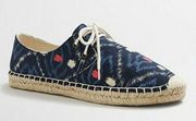 J. Crew Factory Lace-Up Espadrilles Ikat Cotton Size 8 NEW