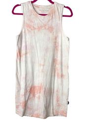 SPIRITUAL GANGSTER Womnes Small White Tie-Dyed Cotton Tank Dress Sleeveless