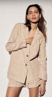 Madewell Linen Dorset Blazer in Gingham Check Size Medium