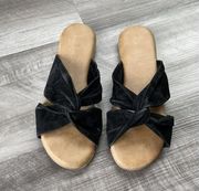 Lulus Womens Black Knot Sandals Slides Size 7.5 Shoes Faux Suede