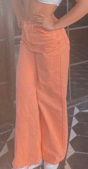 Orange High wasted Wide-leg Jeans