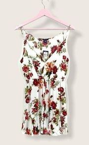 Tea Party Floral romper crepe spaghetti strap Large NWT