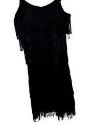 Dream girl black 1920s fringe flapper dress costume juniors large