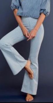 High Waist Pinstripe Pull-on Flare Jeans In Blue Jay Size 4/27