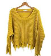 Young Fabulous & Broke - Yellow Thick Knit Fringe Tassel Oversized Sweater - M/L