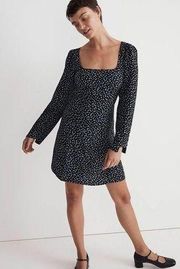 Madewell Seamed Long-Sleeve Mini Dress in Black Ditsy Floral Size 6 NM653 New