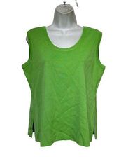 Misook Green Knit Sleeveless Tank Shell Top Size PL