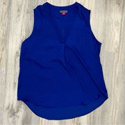 Vince Camuto Sleeveless Royal Blue V Neck Top Lightweight Layer Blouse Size S