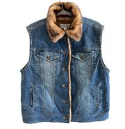 Vintage Marvin Richards Faux Fur Denim Vest Size L