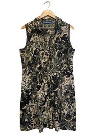 Simply Vera Vera Wang Green Swirl Sleeveless Dress Size L