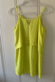 Highlighter Yellow Chiffon Tiered Dress S