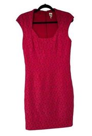 Sangria Pink Floral Lace Cap Sleeve Sheath Dress Sz 10 Women’s