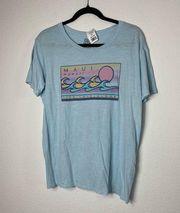 NWT Maui, Hawaii Blue Scooped Neck Cotton T-Shirt XL