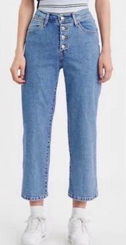 Levi’s  Mile High Cropped Wide Leg Blue Button Fly Jeans Size 28