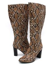A New Day Womens 8.5 Brandee Heeled Boot Snakeskin Print Knee High Mobwife