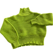 Tanya Taylor Sweater Womens X-Small Liliana Neon Rib Green Knit Turtleneck Wool