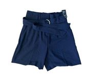 NEW YORK & COMPANY Blue Belted High Waist Shorts Size 4 NEW