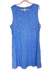 FRESH PRODUCE Peri Blue Purple Cotton Jersey Tank Dress Size 1X Geometric