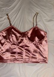 SheIn Champagne Pink Tank Top With Gold Chain Straps