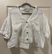 ZARA Linen Button Down Blouse