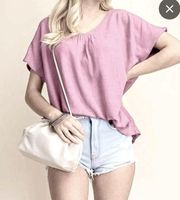 4/$25 BUNDLE SALE!  KORI AMERICA DUSTY PINK DROP SHOULDER LINEN BLEND BLOUSE!