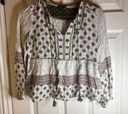 Market and Spruce 100% Rayon Bohemian Blouse Top, Size Sm.  Excellent Condition.