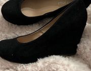 Cathy Jean Black Velvet Wedge shoes Size 7 Manmade material