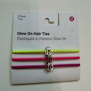 Glow On Hair Ties 3 Pack NWT