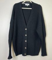 John + Jenn Chunky Knit Button Front Grandpa Style Tight Sleeve Cardigan Sweater