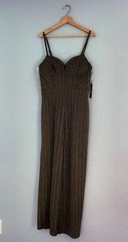 Haute Monde Bronze Shimmer Spaghetti Strap Wide Leg Pantsuit XL NWT