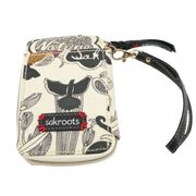 New Sakroots Optic Peace Nature Birds Off-White Black Wristlet Wallet