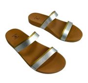 Shade & Shore Dani Sandal Slides Women's 6 Metallic Gold Shimmer Beach Resort