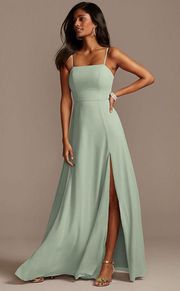 David’s Bridal Dusty Sage Chiffon Dress