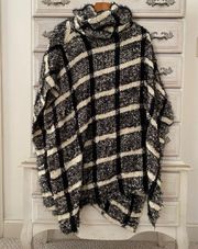 Boutique Soft Tweed Turtleneck Poncho