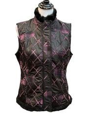 Christopher & Banks Swirls & Diamonds Vest Black Pink Size Small