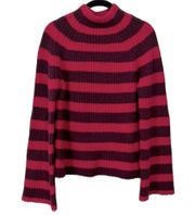 Maeve Anthropologie Pink and Purple Stripe Mockneck Sweater Women’s size small