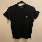 Ralph Lauren Polo Sport Black Ribbed T-Shirt With Signature Pink Pony Size Small