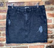 Mossimo Supply Co Black Wash Distressed Denim Jean Mini Skirt Women's Size 10/30