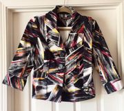 Brushstroke Print Blazer+Belt