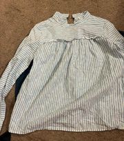 Crown & ivy blue and white striped blouse M