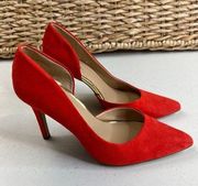 Merona Women's Lainee Pumps Shoes Size 6.5 Coral d'Orsay Faux Suede High Heel