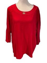 Sport Red with Gold Emblem 3/4 Sleeve Women’s Tee Size 1X