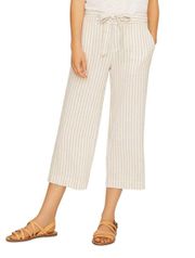 Women’s Neutral Striped Linen Blend Plus Size Pants in a Size 32 Boho Lagenlook