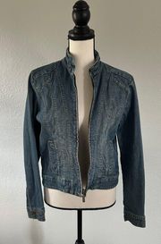 Vintage Y2K Retro Jean Jacket With Lining Detail Size Medium