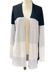 Cyrus  Women’s Sweater Cardigan Sz M Color Block Neutral Open Front Long Sleeve