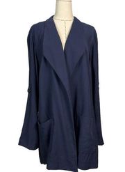 Lane Bryant Cardigan Jacket Women's Blue Rayon Open Front Long Sleeve Size 18/20