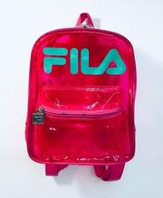 FILA Neon Pink Clear Jelly Mini Backpack